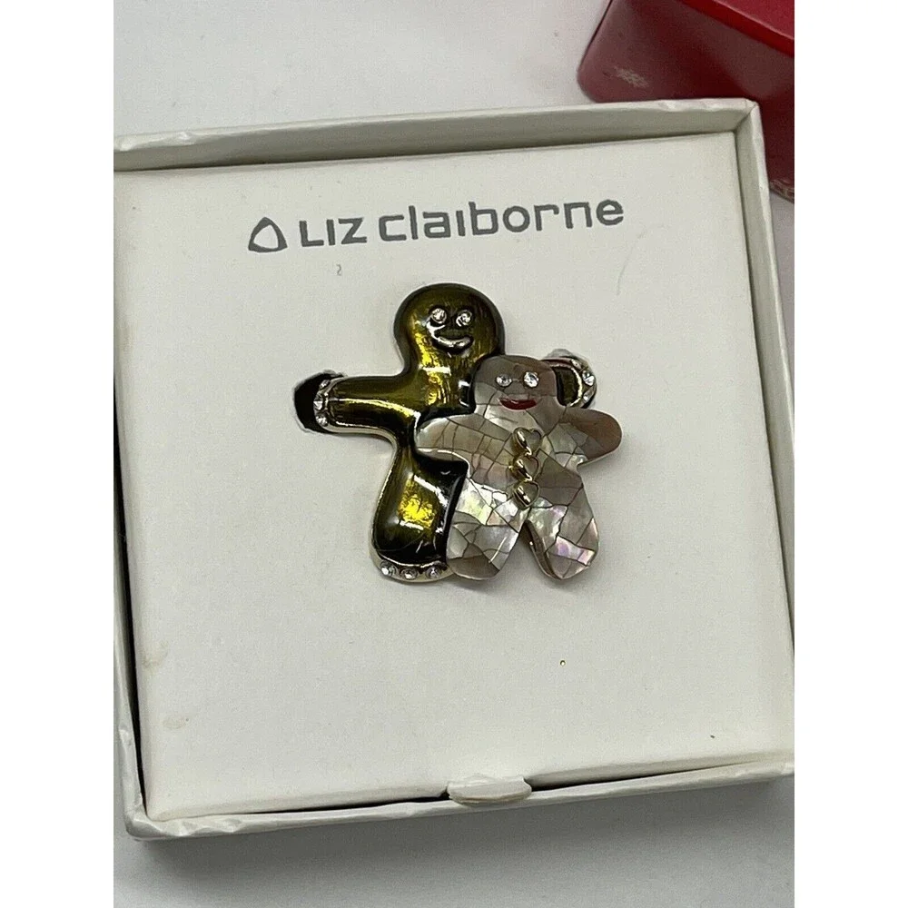 Liz Claiborne Gingerbread Men Brooch New